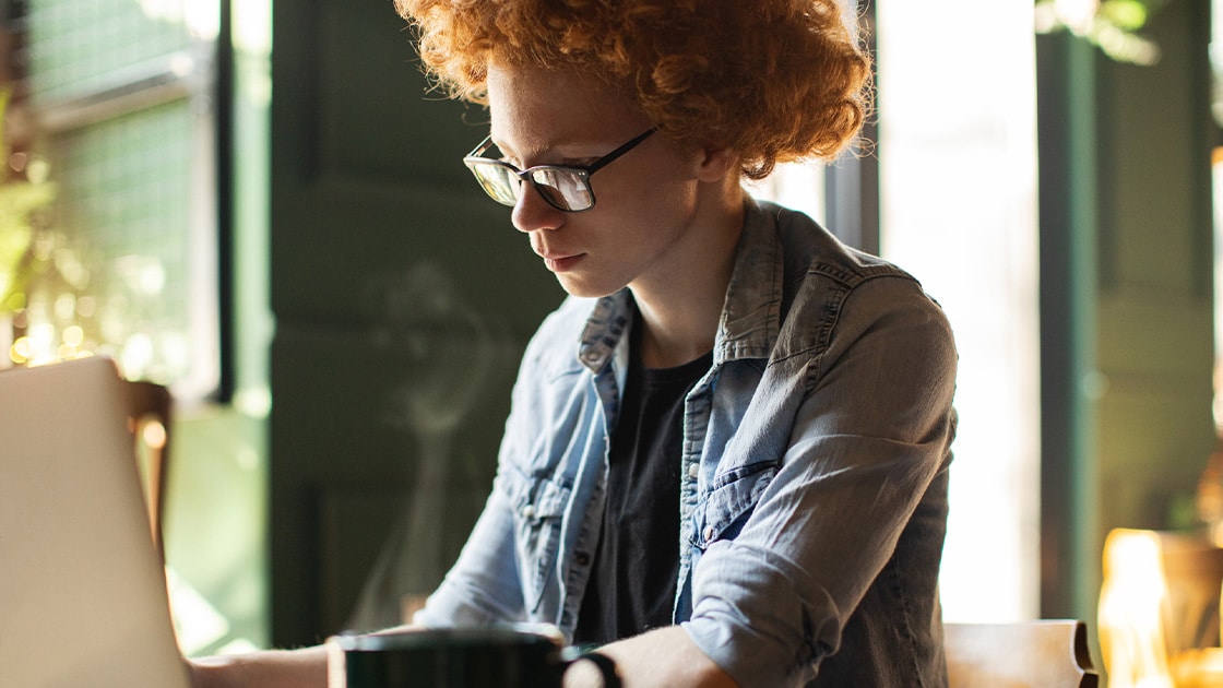 Younger woman on computer